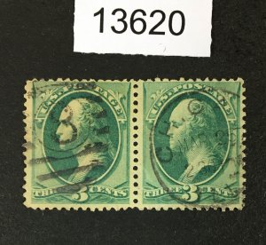 MOMEN: US STAMPS # 184 PAIR USED LOT #13620