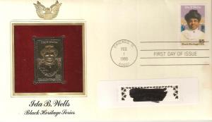 US 2442 FDC Ida B Wells & Gold Replica