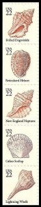 US 2117-2121 2121e Seashells 22c strip 5 MNH 1985