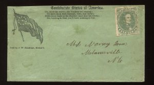 Confederate States 1 Used on 10 Star Patriotic Cover to North Carolina LV4421