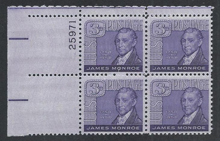 UNITED STATES SC#1105 PL#25972 UL F/MNH B/4 1958