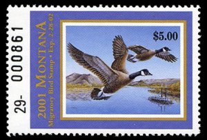 United States, Duck Hunting - State #MT49 Cat$11, Montana, 2001 $5 Canada Gee...