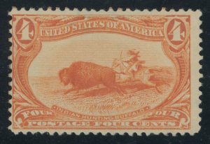 USA 287 - 4 cent Trans Miss - Fine Mint hinged - Cat $110.00