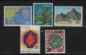 RYUKYU ISLANDS,113-117 MNH