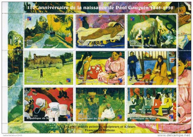 Niger 1998 PAUL GAUGUIN Paintings Sheet (9) Perforated Mint (NH)