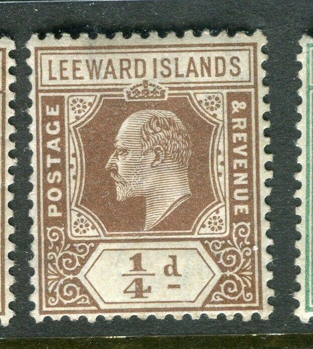 LEEWARD ISLANDS; 1907 early Ed VII issue fine Mint hinged 1/4d. value