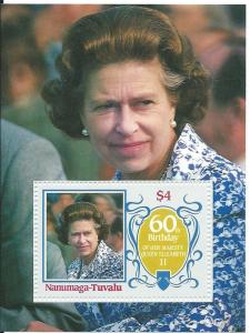 Tuvalu-Nanumaga #56 60th BD Souvenir  Sheet (MNH) CV $4.50