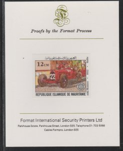 MAURITANIA 1982 FRENCH GRAND PRIX  imperf on FORMAT INTERNATIONAL PROOF CARD