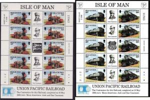 Isle of Man-Sc#514-17-2 sheets of 10-unused-NH-Steam Locomotives-