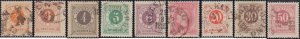 Sweden #40-49, Complete Set(10), 1886-1891, Used