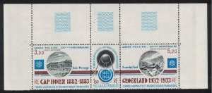 FSAT TAAF Space Anniversaries Top strip of 3v with Margins 1983 MNH
