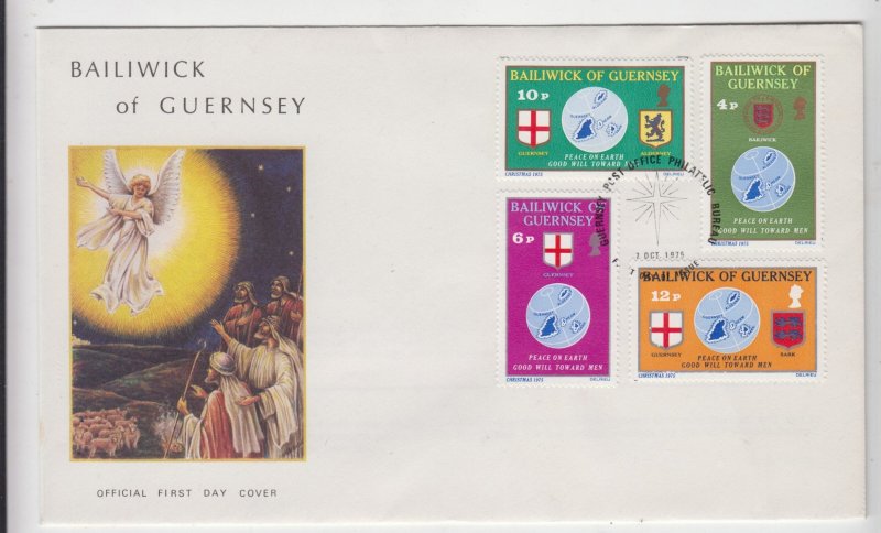 Guernsey 1975 Christmas set of 4, on FDC