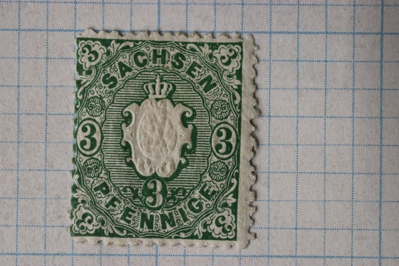 Germany Saxony sc#15 mi#14 or 15a? Mint MH blue Green or yellow green?