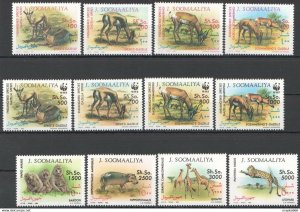 1992 Somalia Wwf Endangered Species Animals #432-443 Michel 95 Euro ** Nw1528