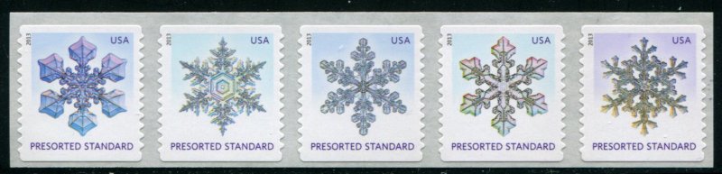 4812a (10c) Snowflake SA coil, MNH strip/5 no plate #