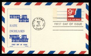 UXC10 US 9c Stylized Eagle Airmail PC, FDC Jackson-Sweeny cachet