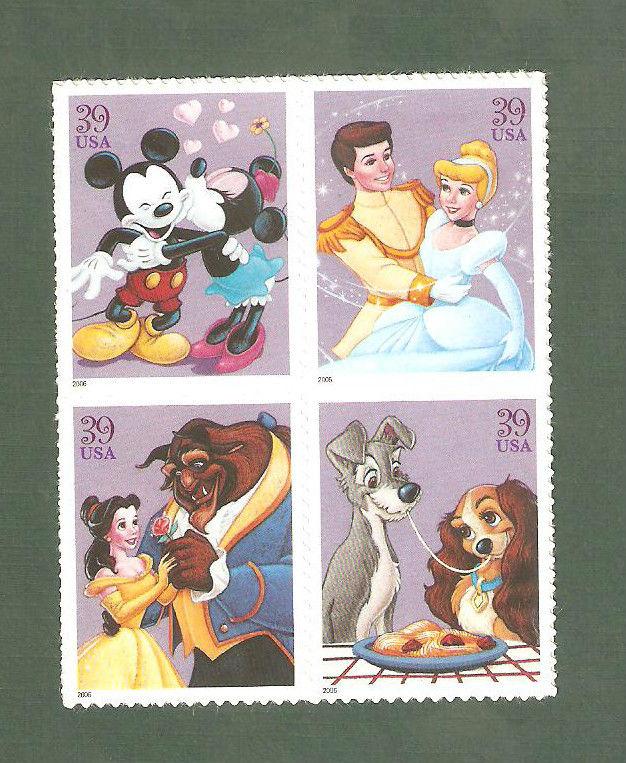 4025-8a The Art Of Disney Romance Block Of 4 Mint/nh FREE SHIPPING