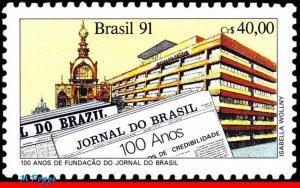 2314 BRAZIL 1991 JOURNAL OF BRAZIL, CENT., NEWSPAPERS, MI# 2410 RHM C-1733, MNH