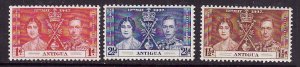 Antigua-Sc#81-3- id7-unused og VLH KGVI Omnibus set-Coronation-1937-