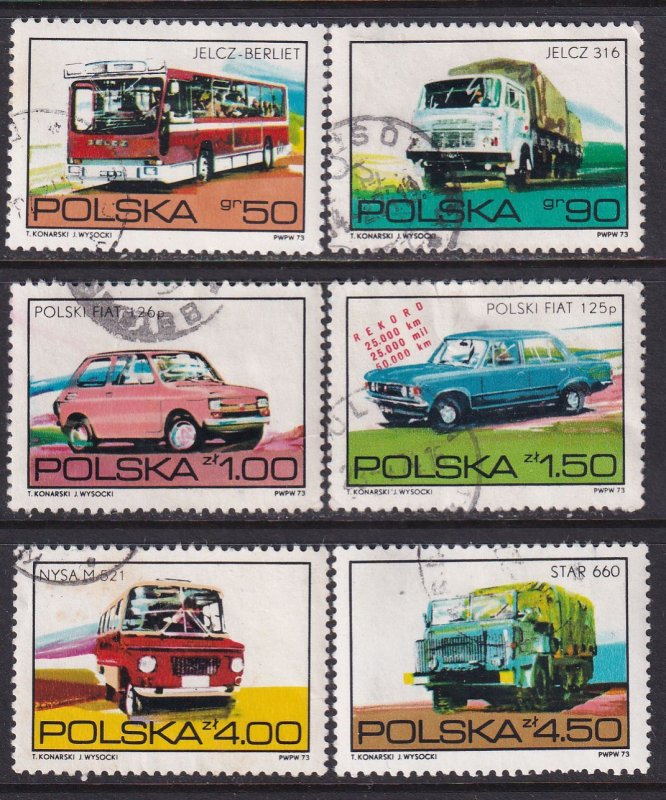 Poland 1973 Sc 2011-16 Polish Automobiles Stamp Used