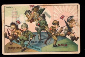 Italy WWII Children Japan Nazi Fascist Kick British Unused 1942 Postcard 2Y
