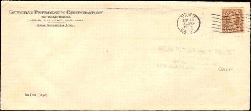 1928 TAFT CALIFORNIA FOUR CENT MARTHA WASHINGTON USAGE FROM PETROLEUM COMPANY