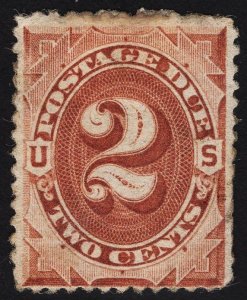 US# J2 2c Brown Postage Due MINT Hinged w/faults SCV $425.00