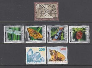 Switzerland Sc 1124/1131 MNH. 2002 issues, 3 complete sets, insects, minerals