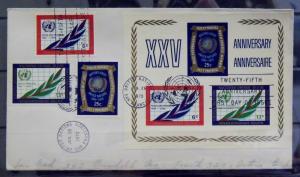 2161   UN   # 209, 210, 211, 212   FDC 1970   S/S UN Emblem        CV$ 5.00