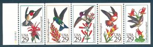 USA BOOKLET SC# 2646a HUMMINGBIRDS $0.29c UNFOLDED PANE OF 5 MNH - PL# A2212112