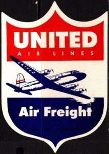 1950's Large 3 x 4 Die Cut Shield US Airline Luggage Label U...