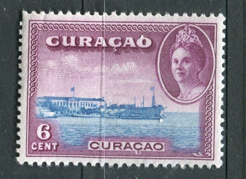 NETHERLANDS CURACAO; 1942 early Wilhelmina Airmail issue Mint hinged 6c. value