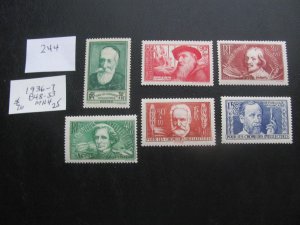 FRANCE 1936-7 MNH SC B48-B53 SET XF $76  (244)