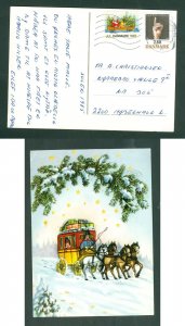 Denmark. Christmas Card 1985. Seal+ 2.78 Kr. Copenhagen. Mail, Passenger,Coach