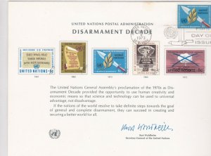 disarmament decade 1973 signed u.n. card  ref 7784