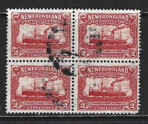 NEWFOUNDLAND - #173 - 2c STEAMSHIP CARIBOU USED BLOCK OF 4