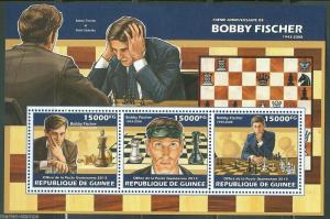 GUINEA 2013 70th BIRTH  ANNIVERSARY OF BOBBY FISCHER CHESS SHEET  MINT NH