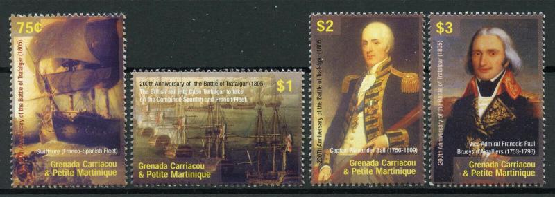 Grenadines Grenada 2005 MNH Battle of Trafalgar 4v Set Military Ships Stamps