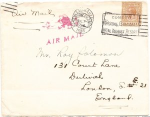 BAHAMAS cover postmarked Nassau, 1 Dec. 1936 - the 6d air mail rate to England