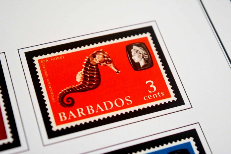 COLOR PRINTED BARBADOS 1852-1966 STAMP ALBUM PAGES (30 illus. pages)