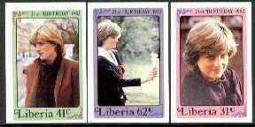 Liberia 1982 Princess Di's 21st Birthday set of 3 imperf ...