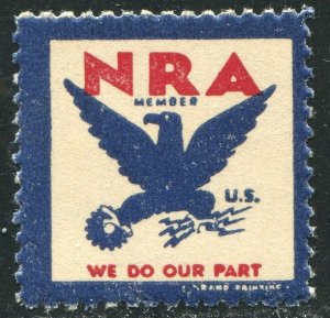 National Recovery Administration--1933 NRA Stamp, Mint Never Hinged, VF