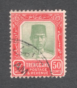 Malaya - Trengganu, Scott #35   VF, Used,  50c carmine & green, ..... 6470028