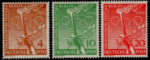 GERMANY BERLIN Sc#9N81-9N83 1952 Pre-Olympics Complete Set OG Mint Hinged