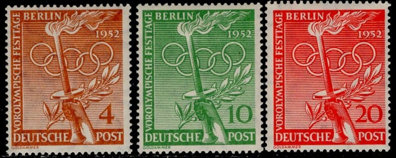 GERMANY BERLIN Sc#9N81-9N83 1952 Pre-Olympics Complete Set OG Mint Hinged