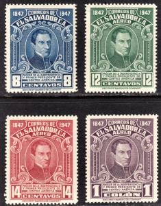 El Salvador Scott 605, C108-110  complete set  F to VF mint OG LH.