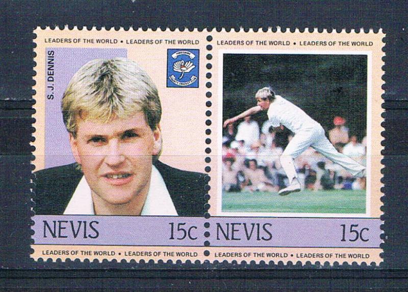 Nevis 385 MNH pair Cricket Leaders 1984 (N0642)