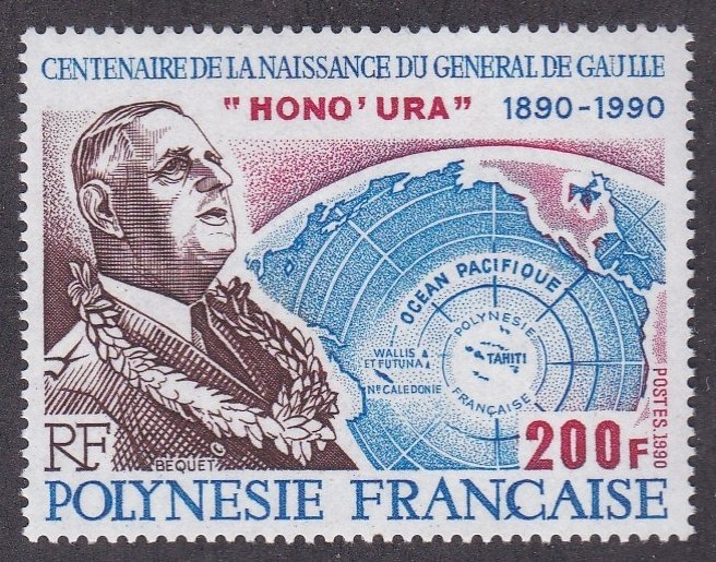 French Polynesia # 543, General Charles de Gaulle, Mint NH, 1/2 Cat..