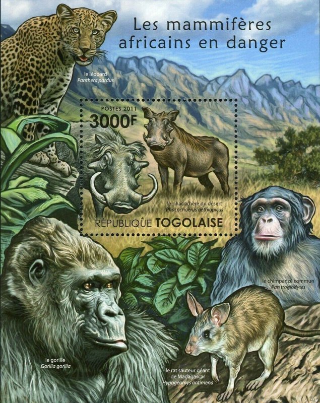 African Mammals Stamp Gorilla Leopard Panthera Pardus S/S MNH #4136 / Bl.635