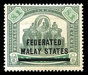 Malaya #11 (SG 11) Cat£170, 1900 $1 green and light green, hinged